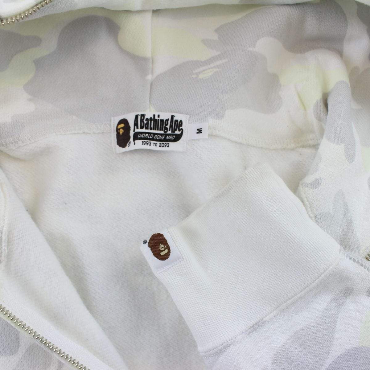 Bape White Camo Shark Full Zip Hoodie - SaruGeneral