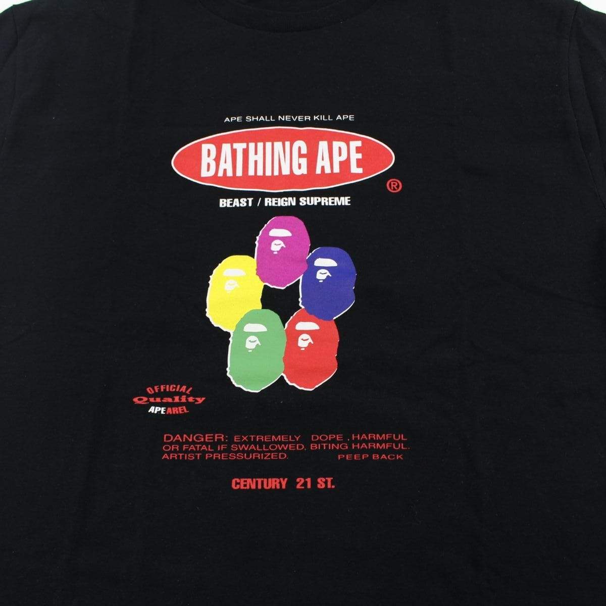 Bape x Stash Multi Colour Heads Logo Tee Black - SaruGeneral