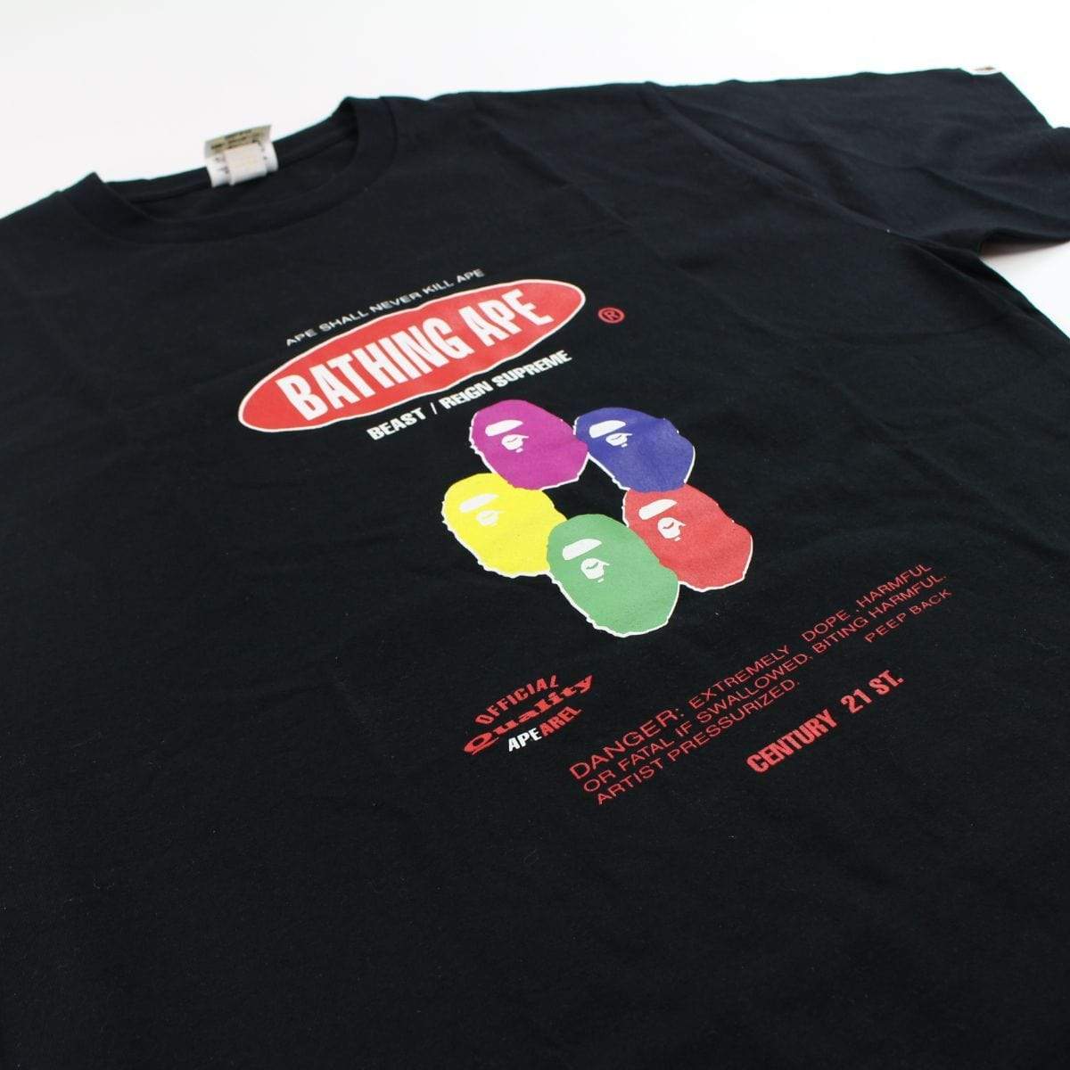 Bape x Stash Multi Colour Heads Logo Tee Black - SaruGeneral