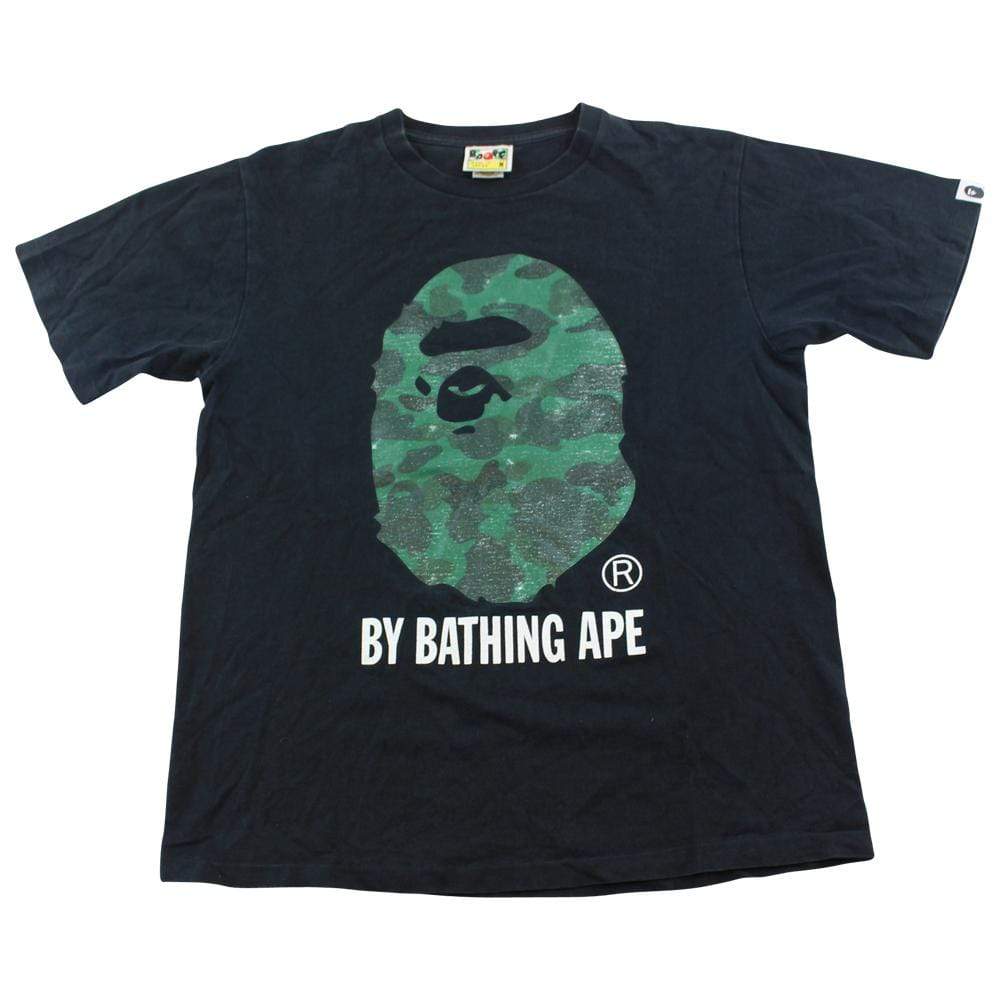 Bape Dark Green Camo Big Ape Logo Tee Black - SaruGeneral
