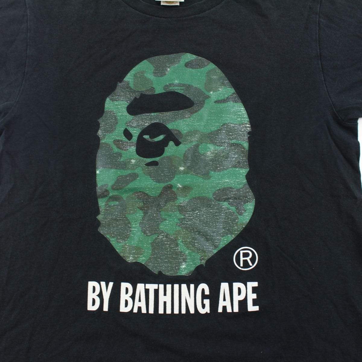 Bape Dark Green Camo Big Ape Logo Tee Black - SaruGeneral