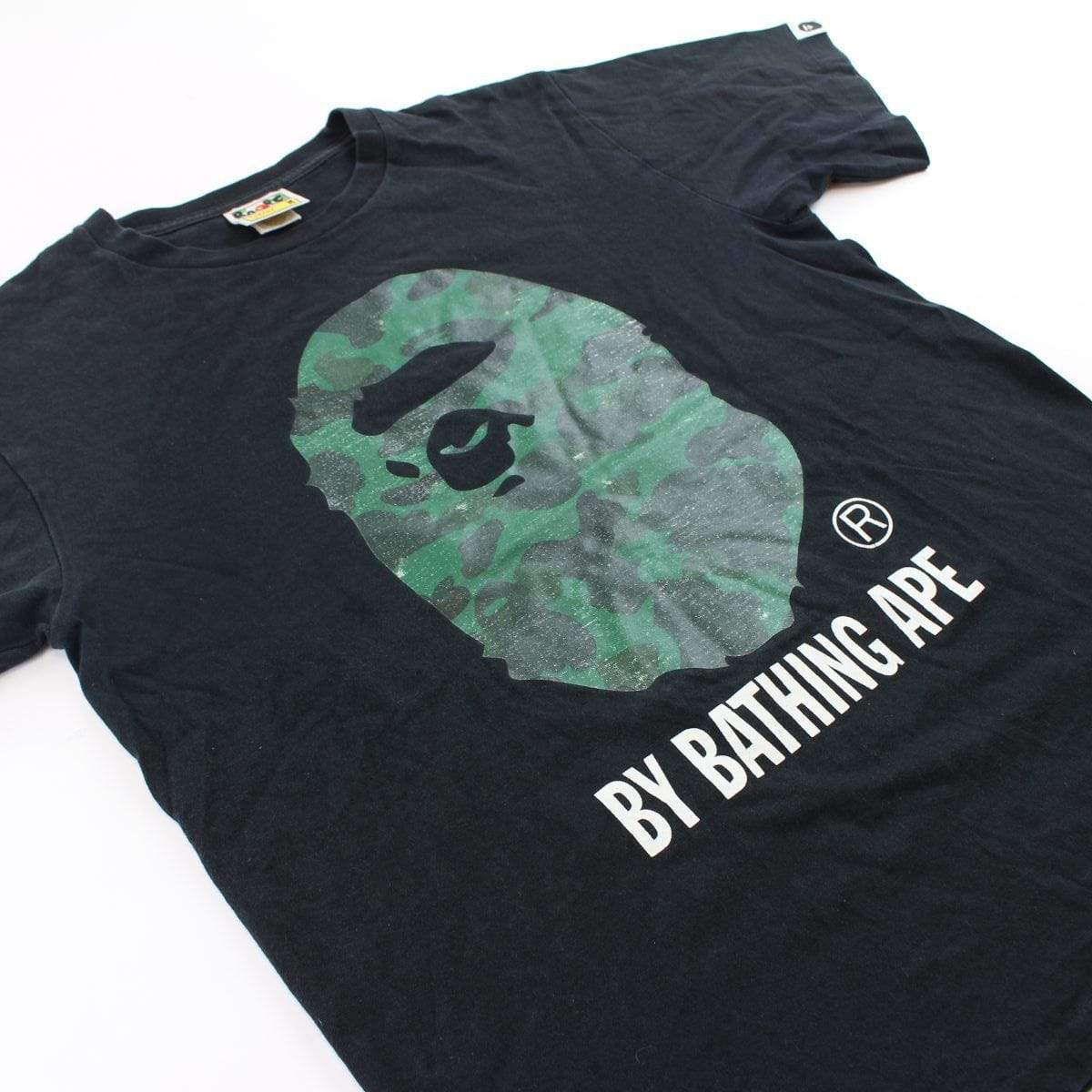 Bape Dark Green Camo Big Ape Logo Tee Black - SaruGeneral