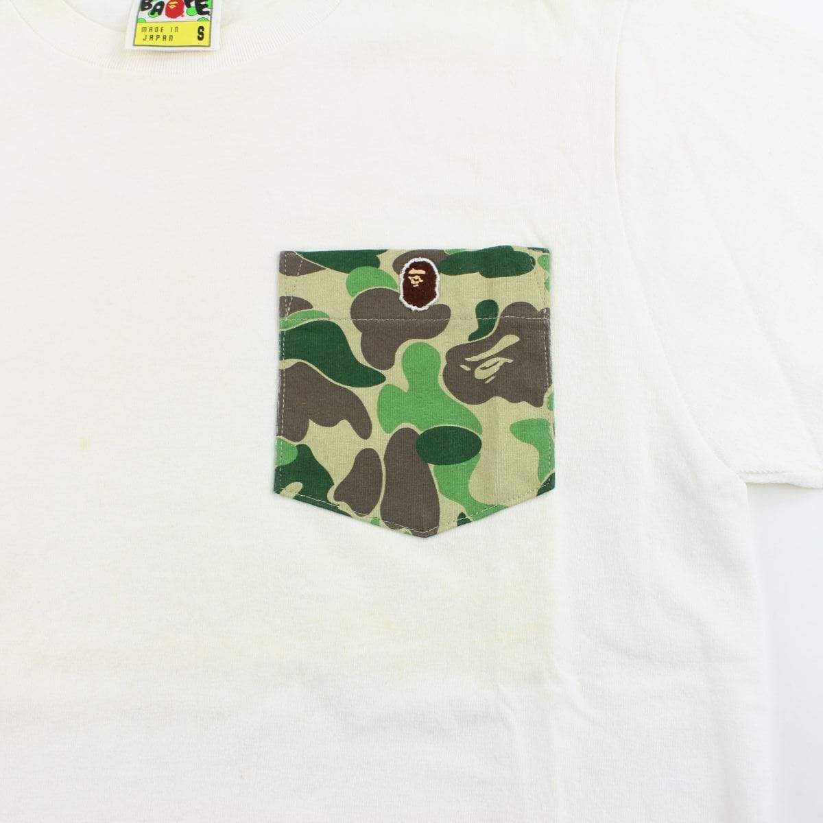 Bape ABC Green Camo Pocket Tee White - SaruGeneral