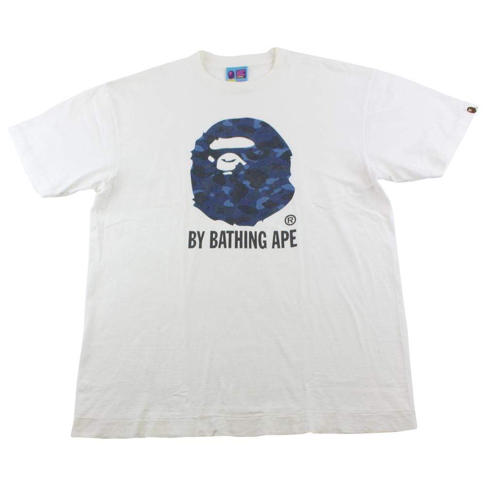Bape Blue Camo Big Ape Logo Tee White - SaruGeneral