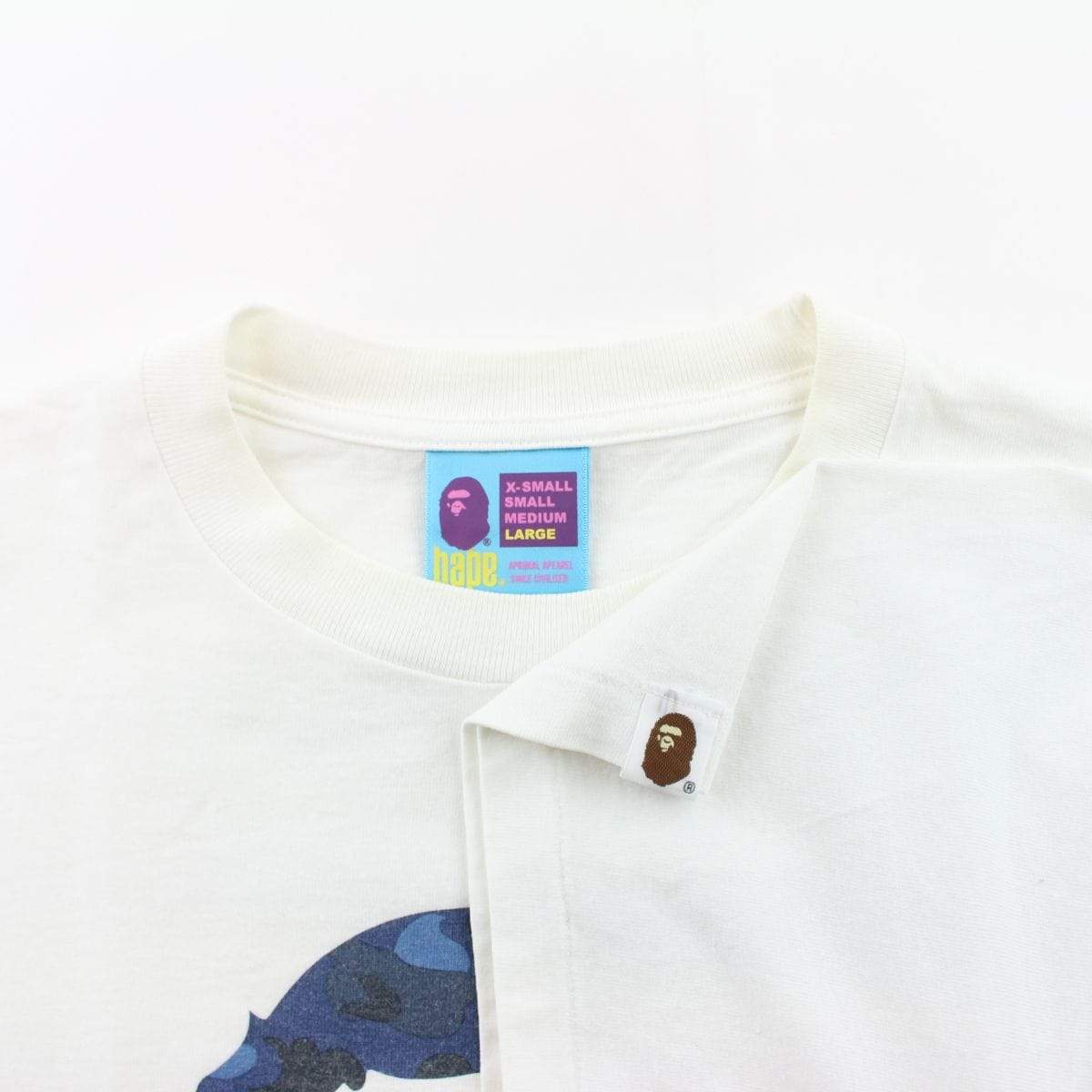 Bape Blue Camo Big Ape Logo Tee White - SaruGeneral