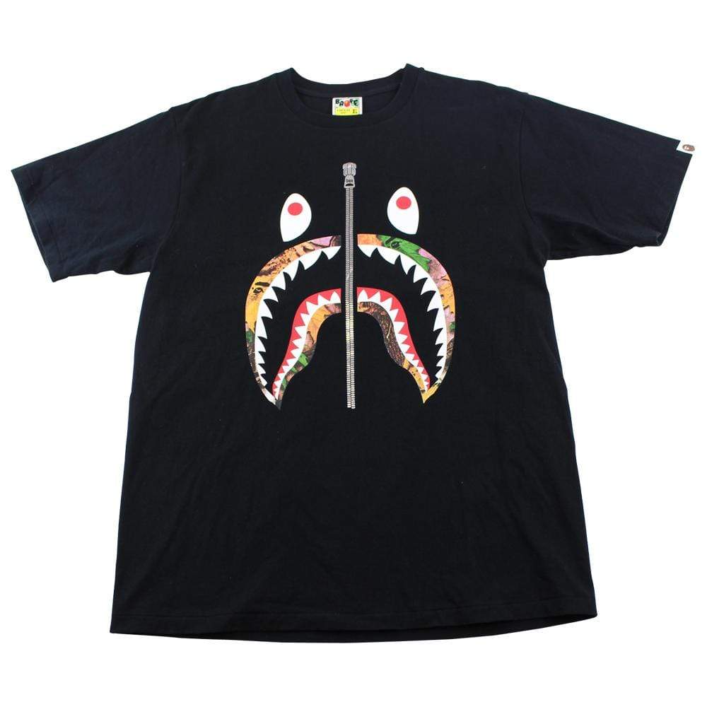 Bape Leaf Camo Shark Face Tee Black - SaruGeneral