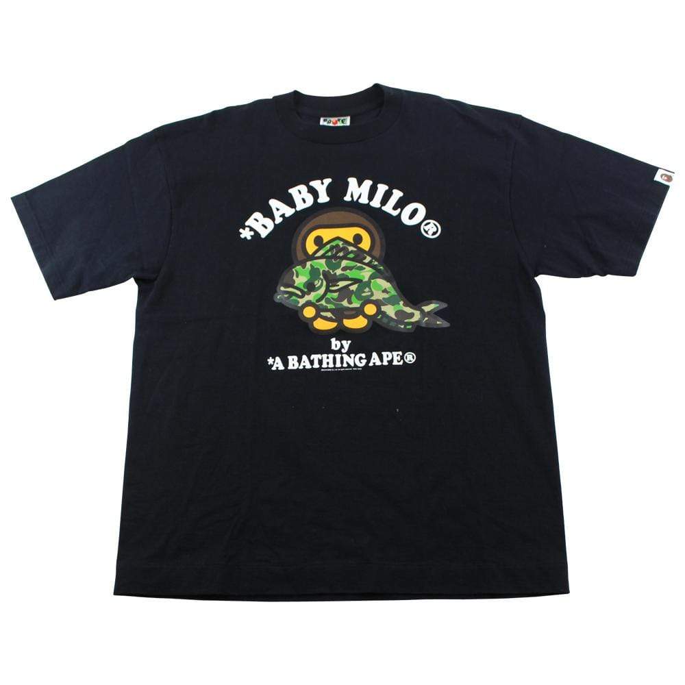 Bape Baby Milo ABC Green Camo Fish Tee Black - SaruGeneral