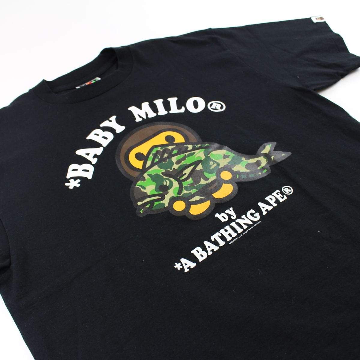 Bape Baby Milo ABC Green Camo Fish Tee Black - SaruGeneral