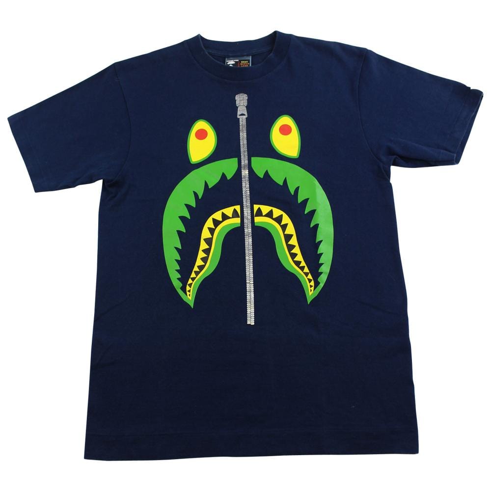 bape green shark face tee navy - SaruGeneral