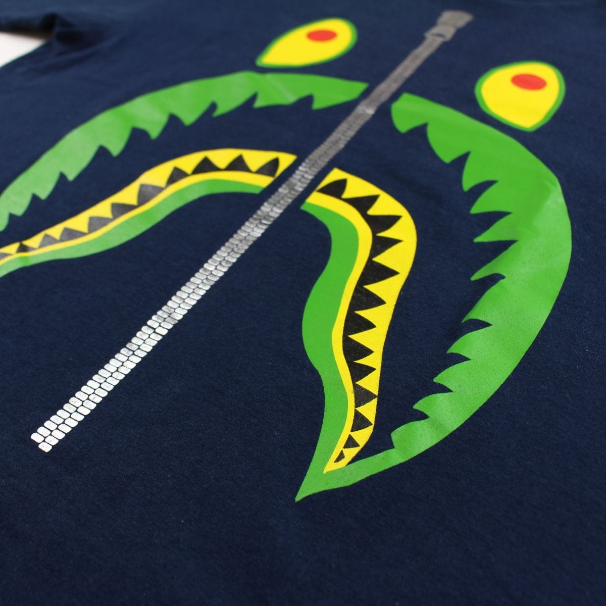 bape green shark face tee navy - SaruGeneral