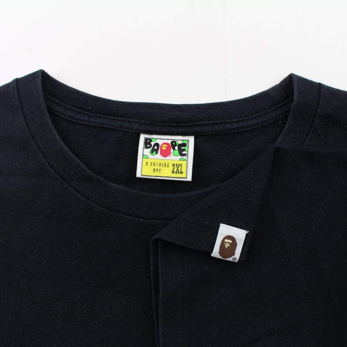 Bape Text Side Pink Leopard Print Logo Tee Black - SaruGeneral