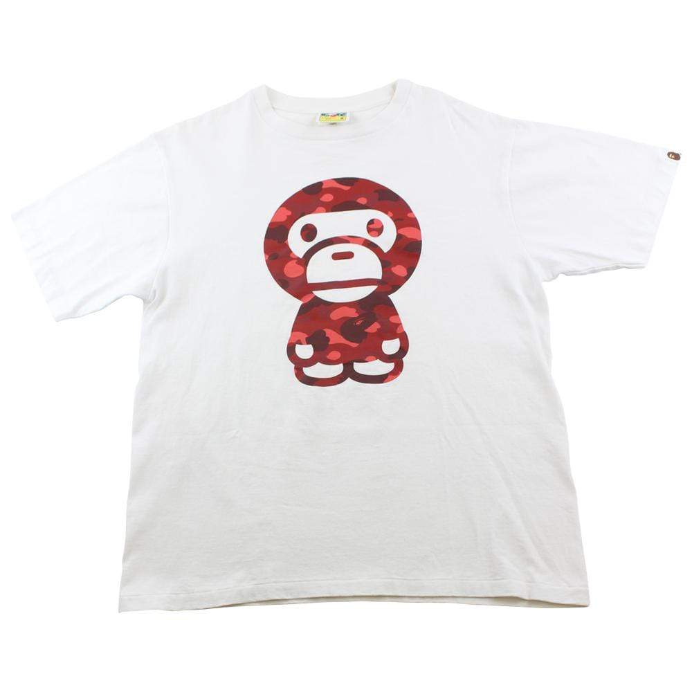 Bape Red Camo Baby Milo Figure Tee White - SaruGeneral