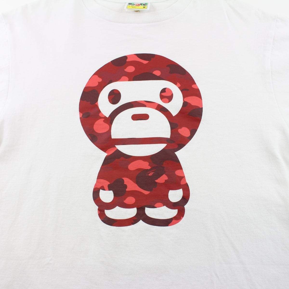 Bape Red Camo Baby Milo Figure Tee White - SaruGeneral