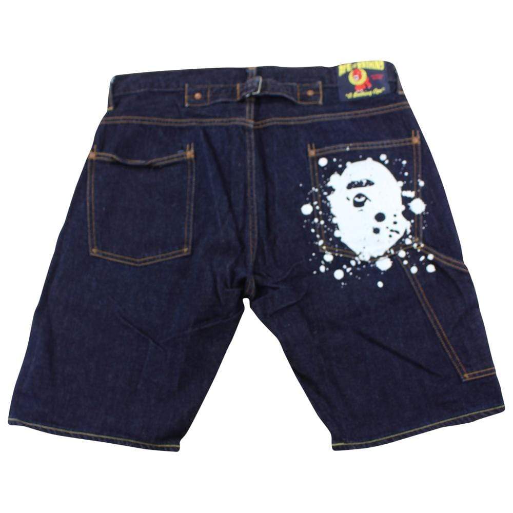 Bape Big Ape Paint Drip Denim Shorts - SaruGeneral