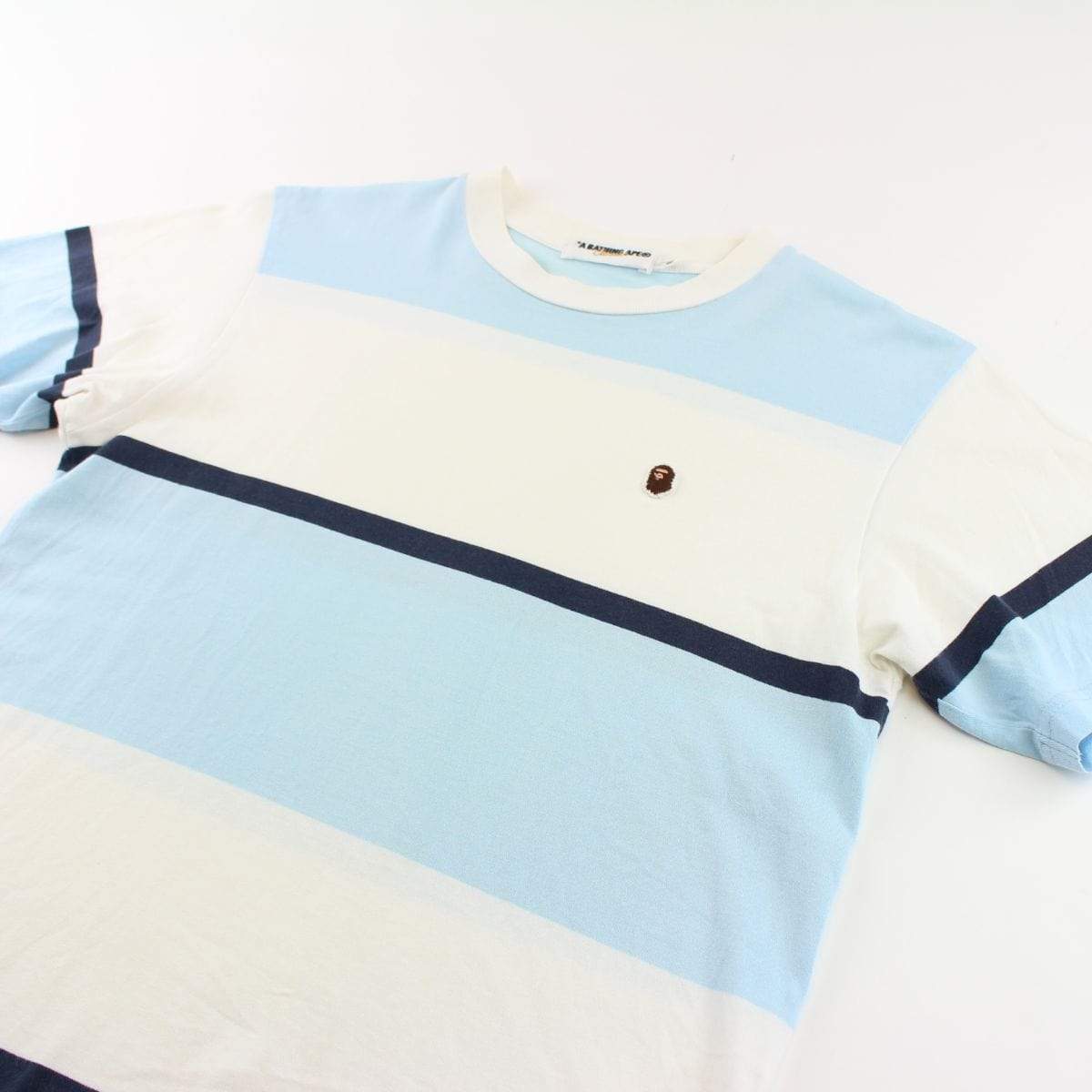 Bape Blue & White Stripe Tee - SaruGeneral