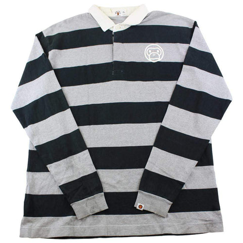 Maillot de rugby à manches longues Bape Baby Milo Stripe Gris