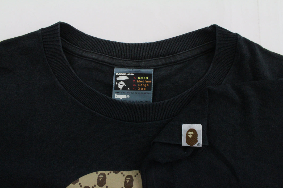 Bape Tan Gucci Style Monogram Big Ape Tee Black - SaruGeneral