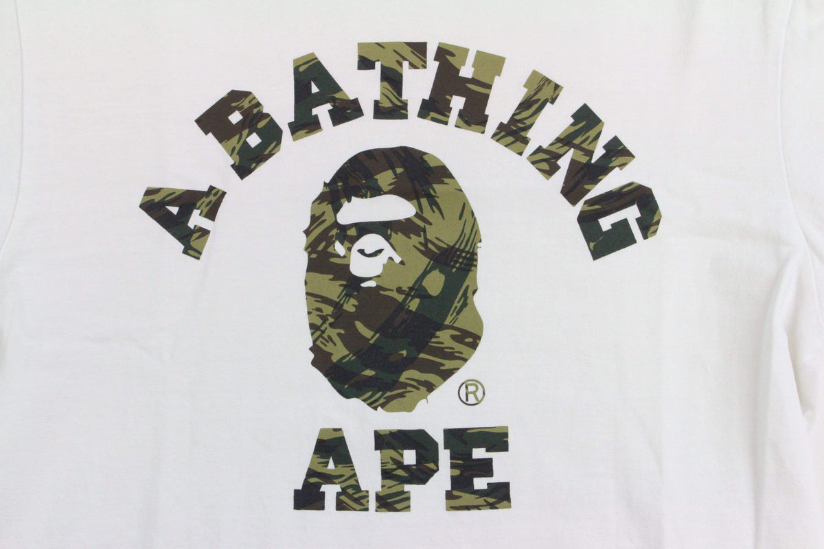 Bape Woodland College Logo Tee White - SaruGeneral