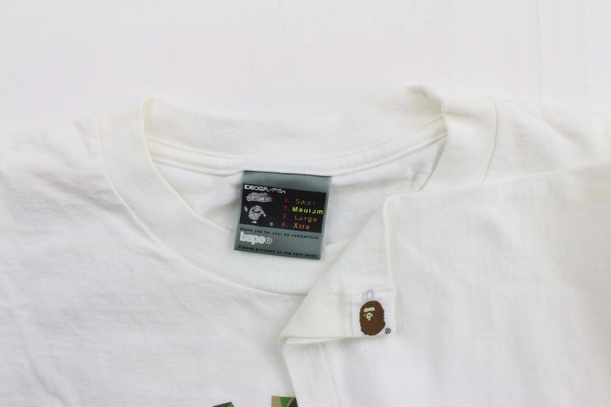 Bape ABC Green Camo Angry College Logo Tee White - SaruGeneral
