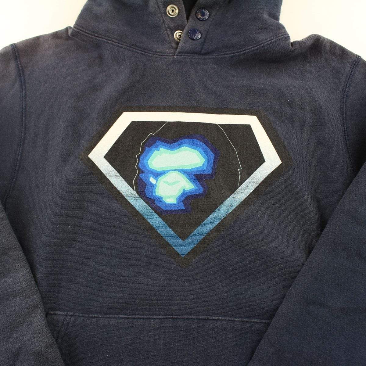 Bape Ape Face Diamond Logo Hoodie Navy - SaruGeneral