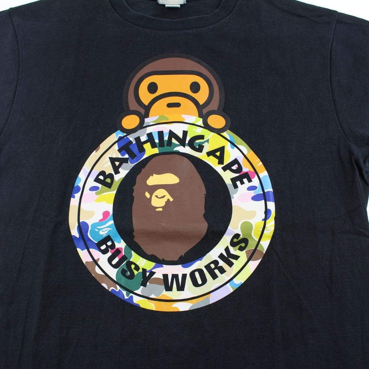 Bape Busy Works Milo Multi Camo Logo Tee Black - SaruGeneral