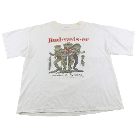 T-shirt Budweiser Fly Fishing Frogs blanc