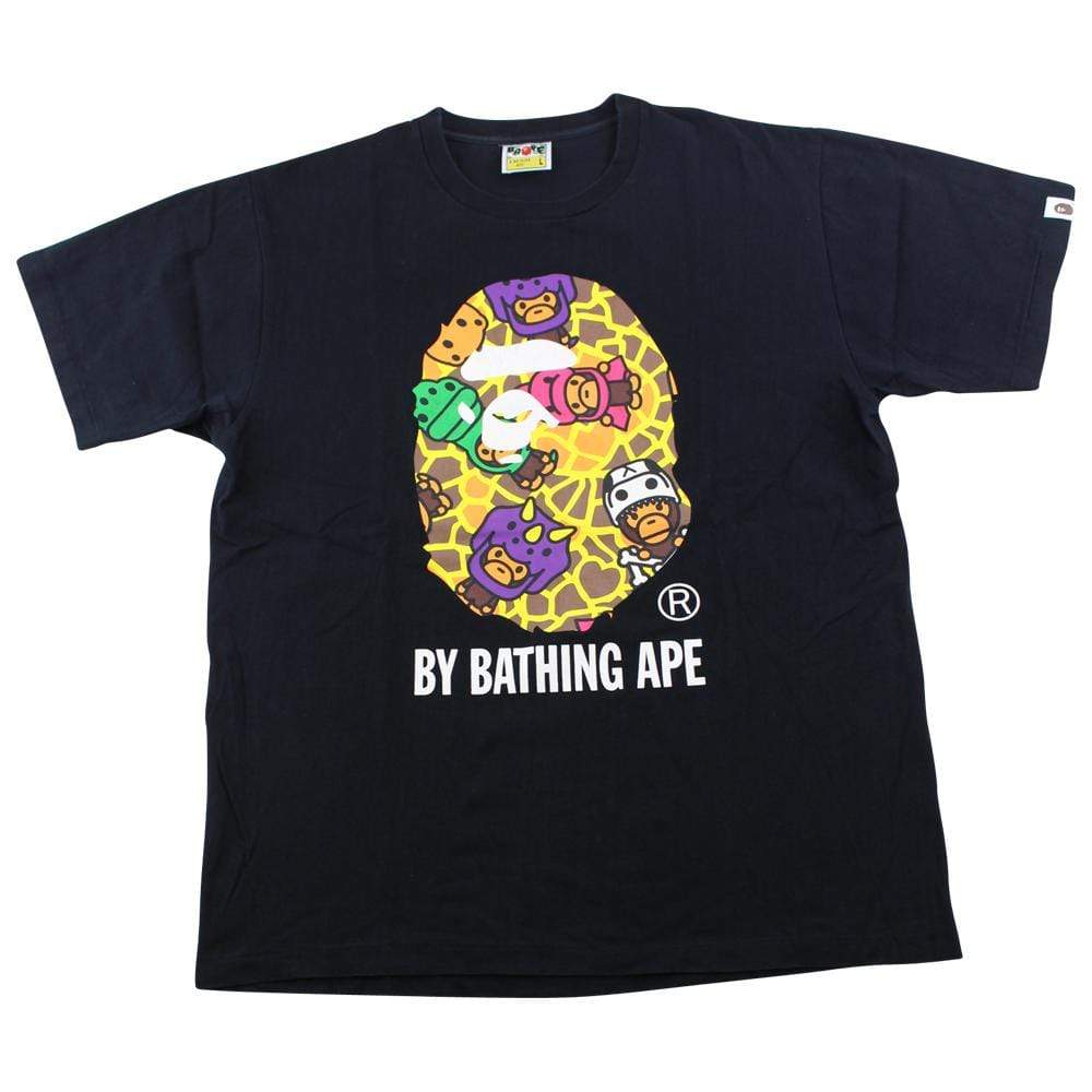 Bape Baby Milo Dinosaur Big Ape Logo tee Black - SaruGeneral