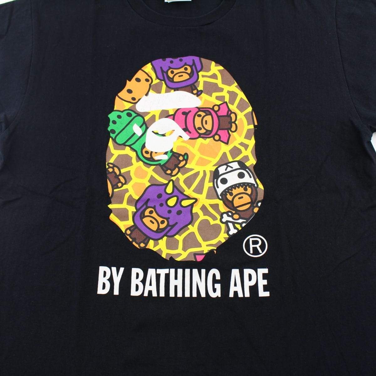 Bape Baby Milo Dinosaur Big Ape Logo tee Black - SaruGeneral