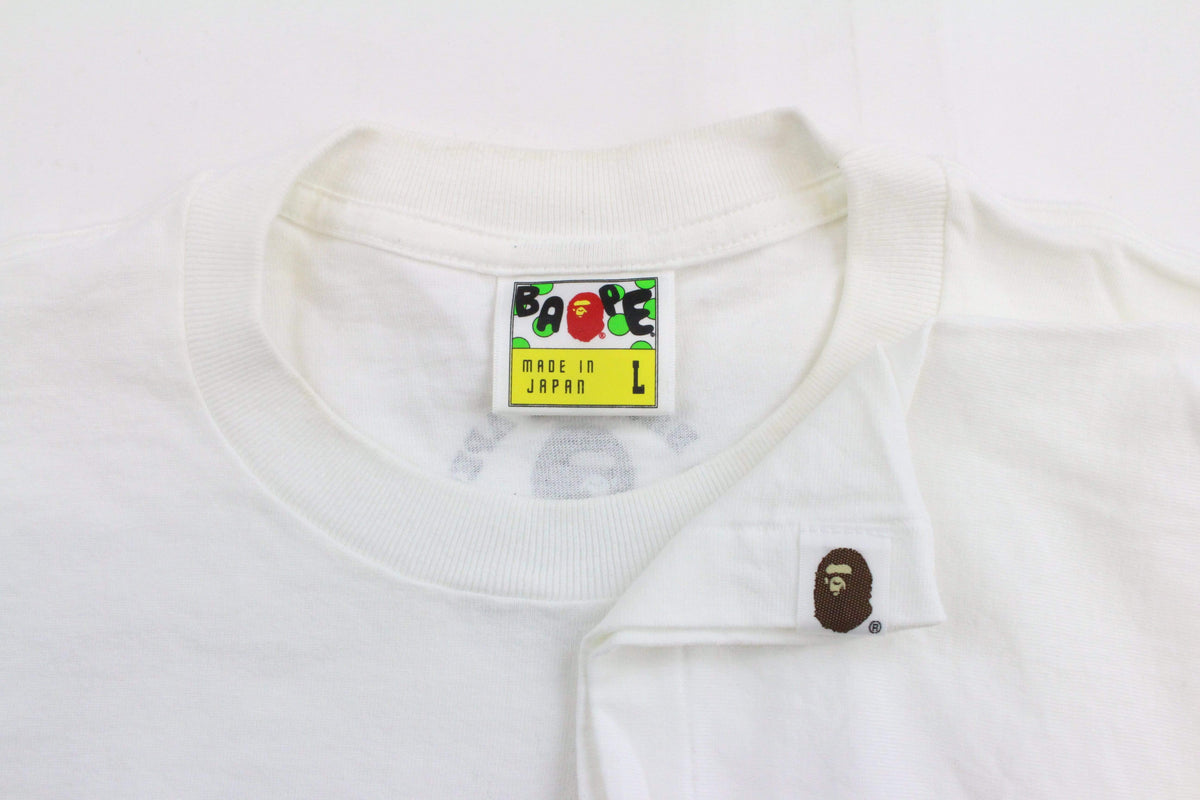 Bape triple ape Head College Logo Tee White - SaruGeneral
