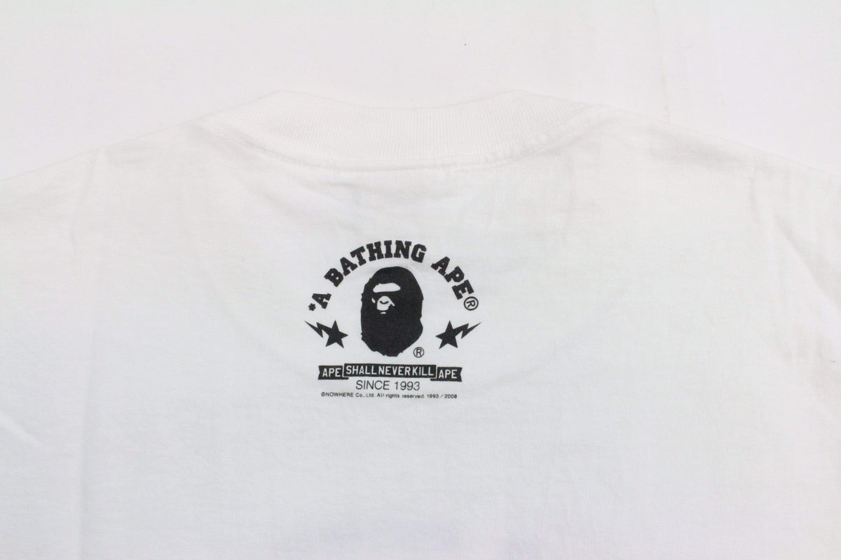 Bape triple ape Head College Logo Tee White - SaruGeneral