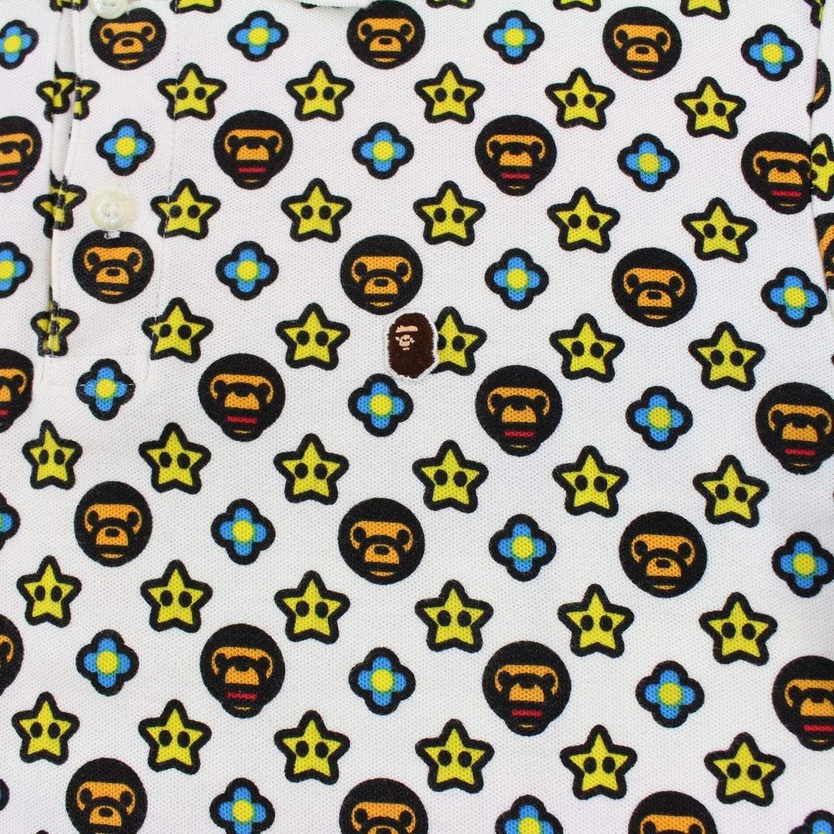 Bape Baby Milo Star Monogram Polo Shirt White - SaruGeneral