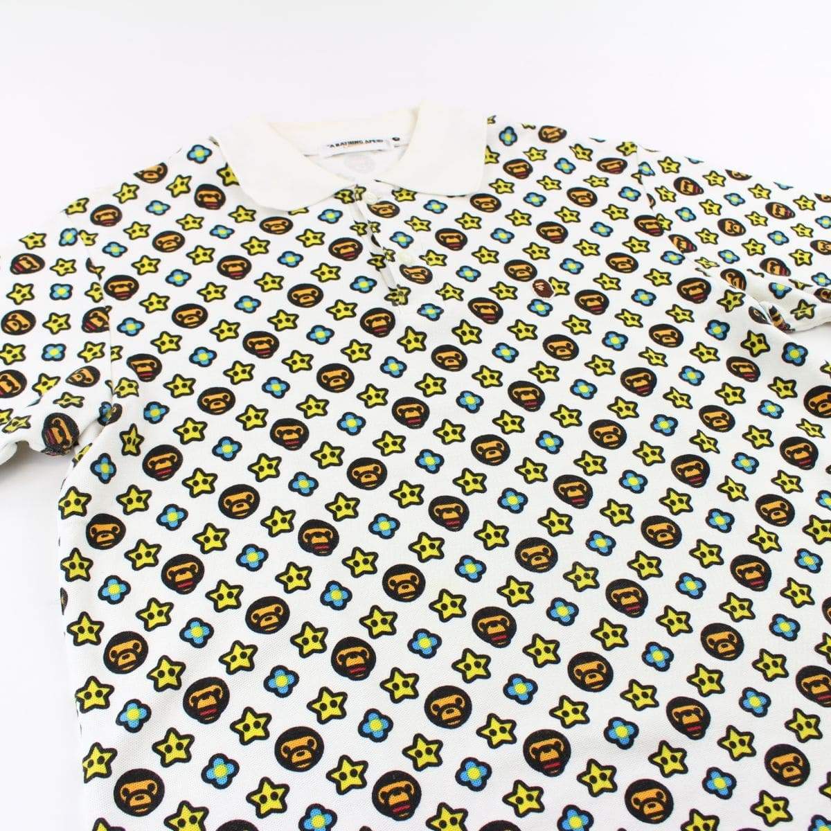 Bape Baby Milo Star Monogram Polo Shirt White - SaruGeneral
