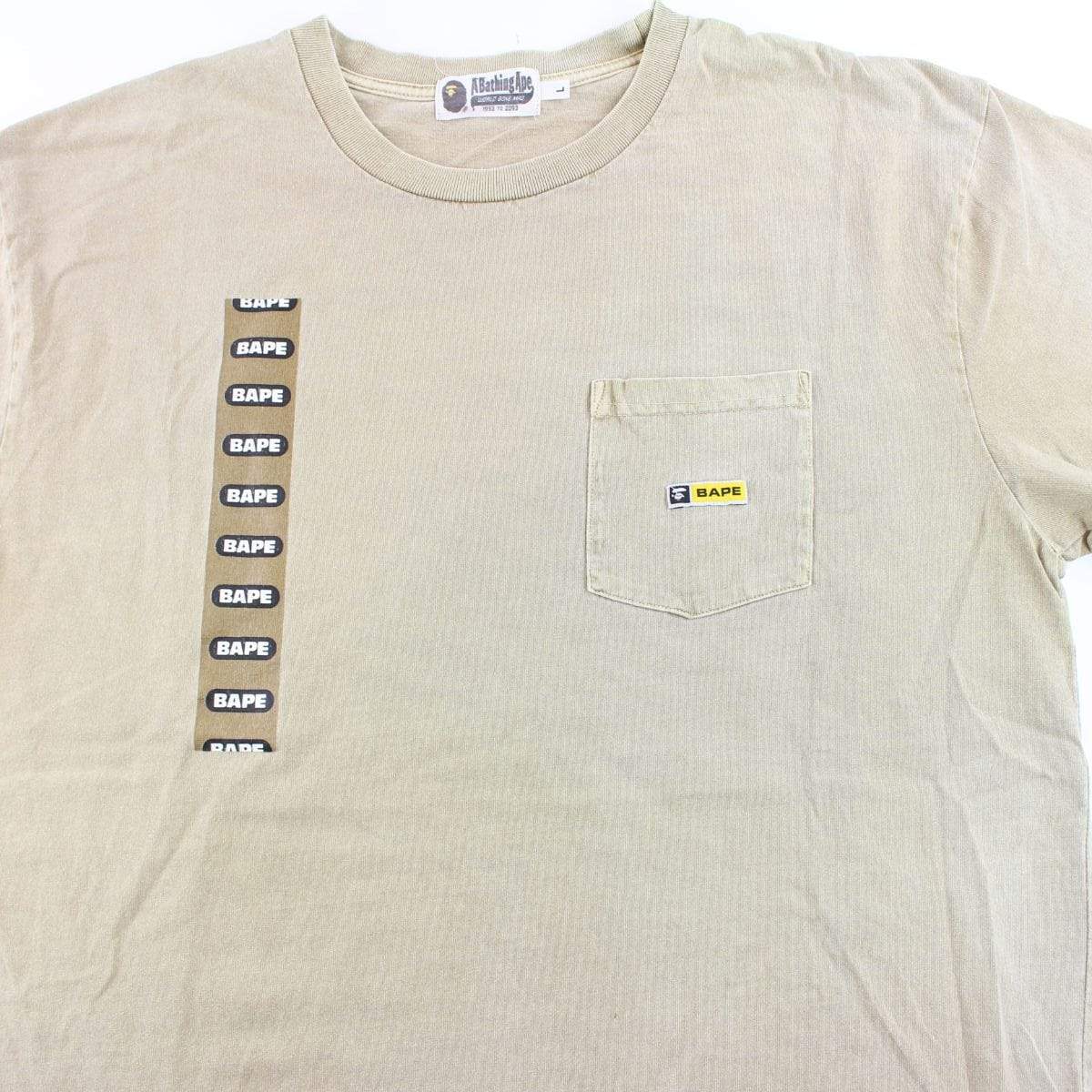 Bape Repeat Logo Pocket Tee Beige - SaruGeneral