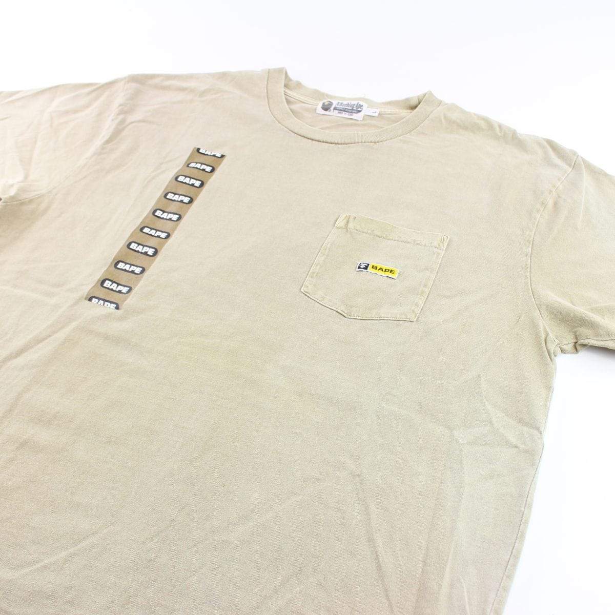 Bape Repeat Logo Pocket Tee Beige - SaruGeneral