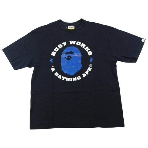 T-shirt noir avec logo Bape Blue Ape et texte Busy Works