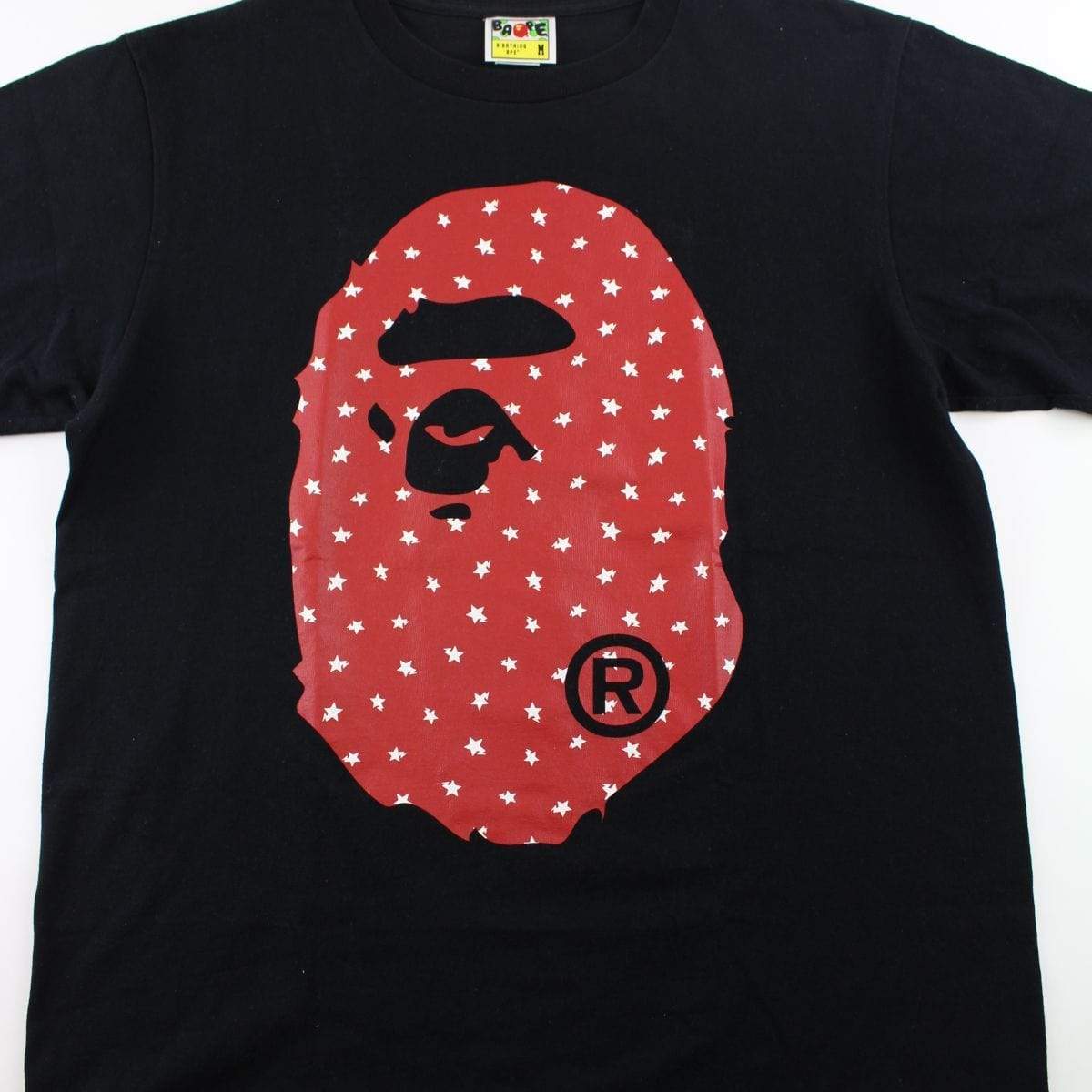 Bape Red Stars Big Ape Logo Tee Black - SaruGeneral