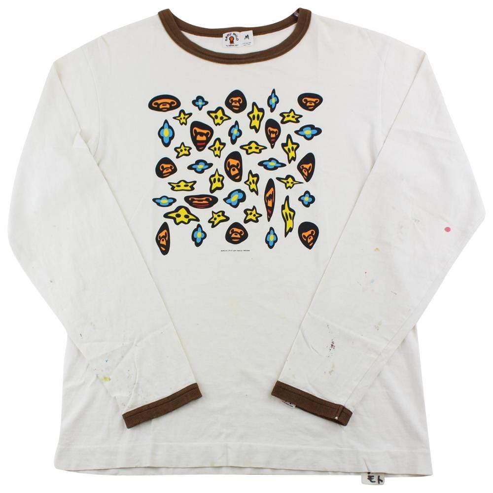 Bape Baby Milo Distorted Pattern LS White - SaruGeneral