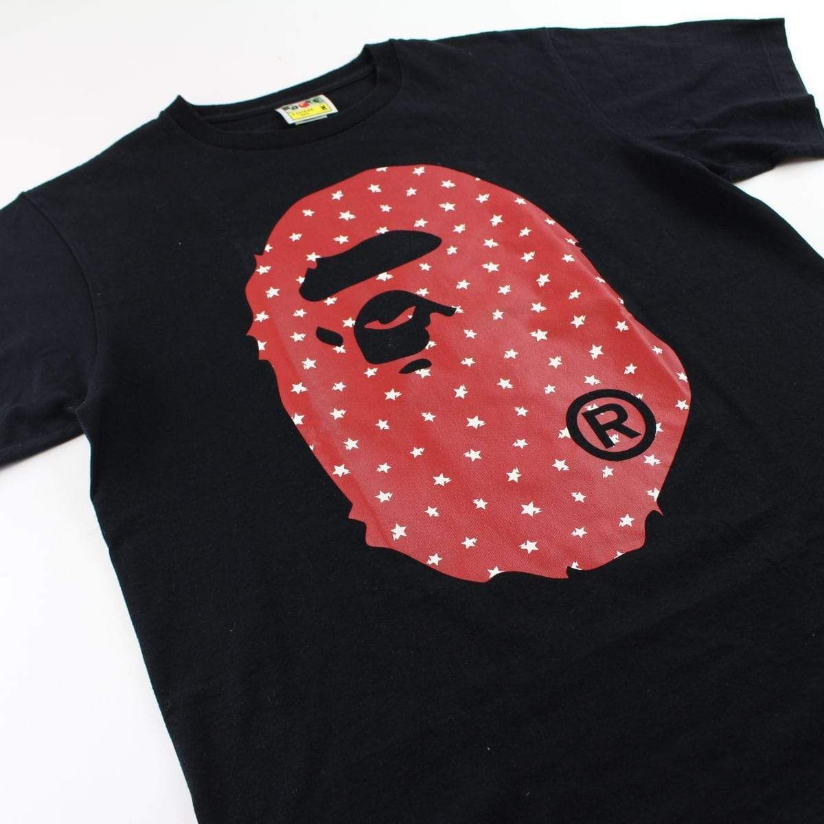 Bape Red Stars Big Ape Logo Tee Black - SaruGeneral