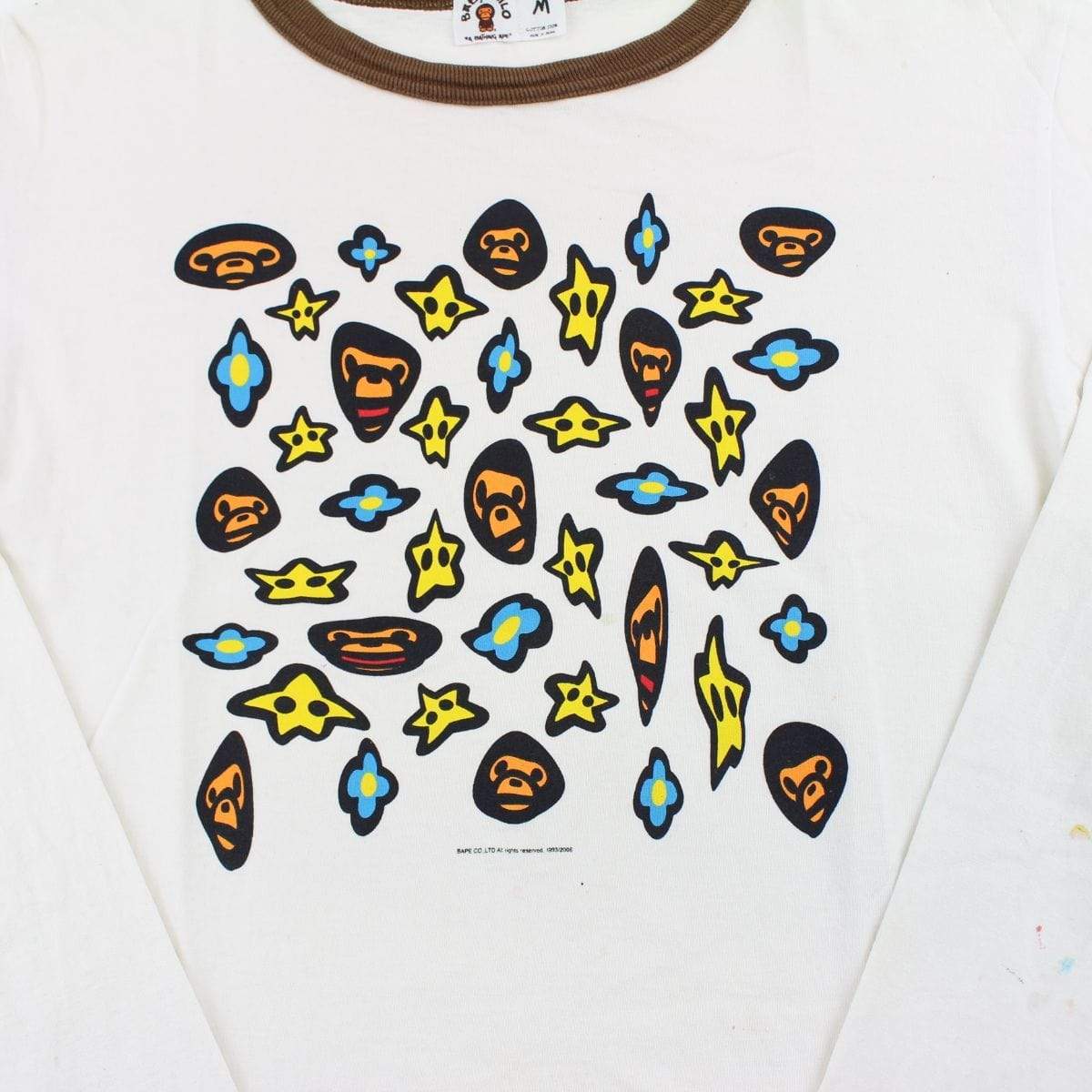 Bape Baby Milo Distorted Pattern LS White - SaruGeneral