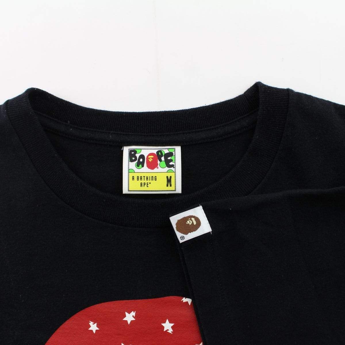 Bape Red Stars Big Ape Logo Tee Black - SaruGeneral