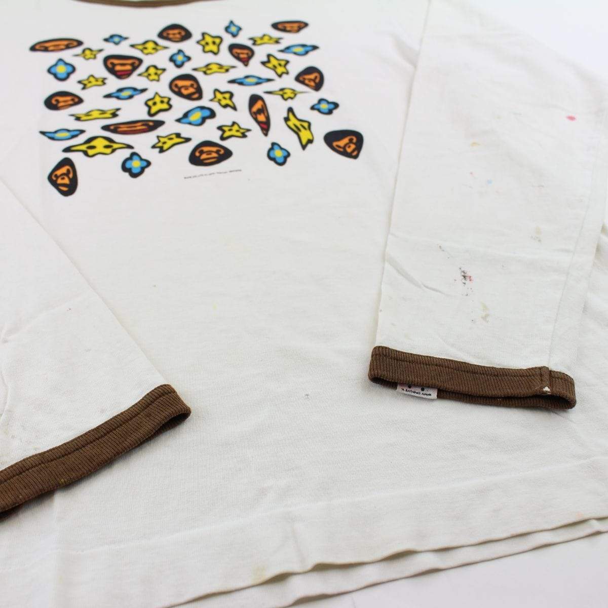 Bape Baby Milo Distorted Pattern LS White - SaruGeneral