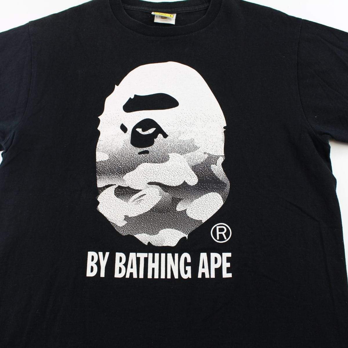 Bape Black & White Gradient Big Ape Logo Tee Black - SaruGeneral