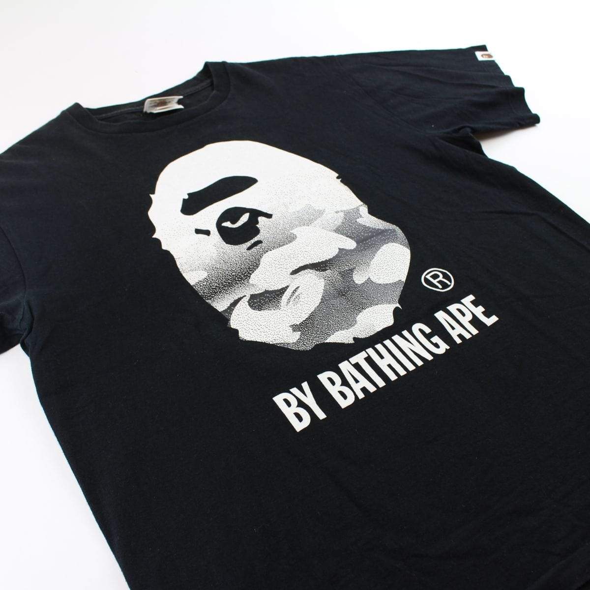 Bape Black & White Gradient Big Ape Logo Tee Black - SaruGeneral