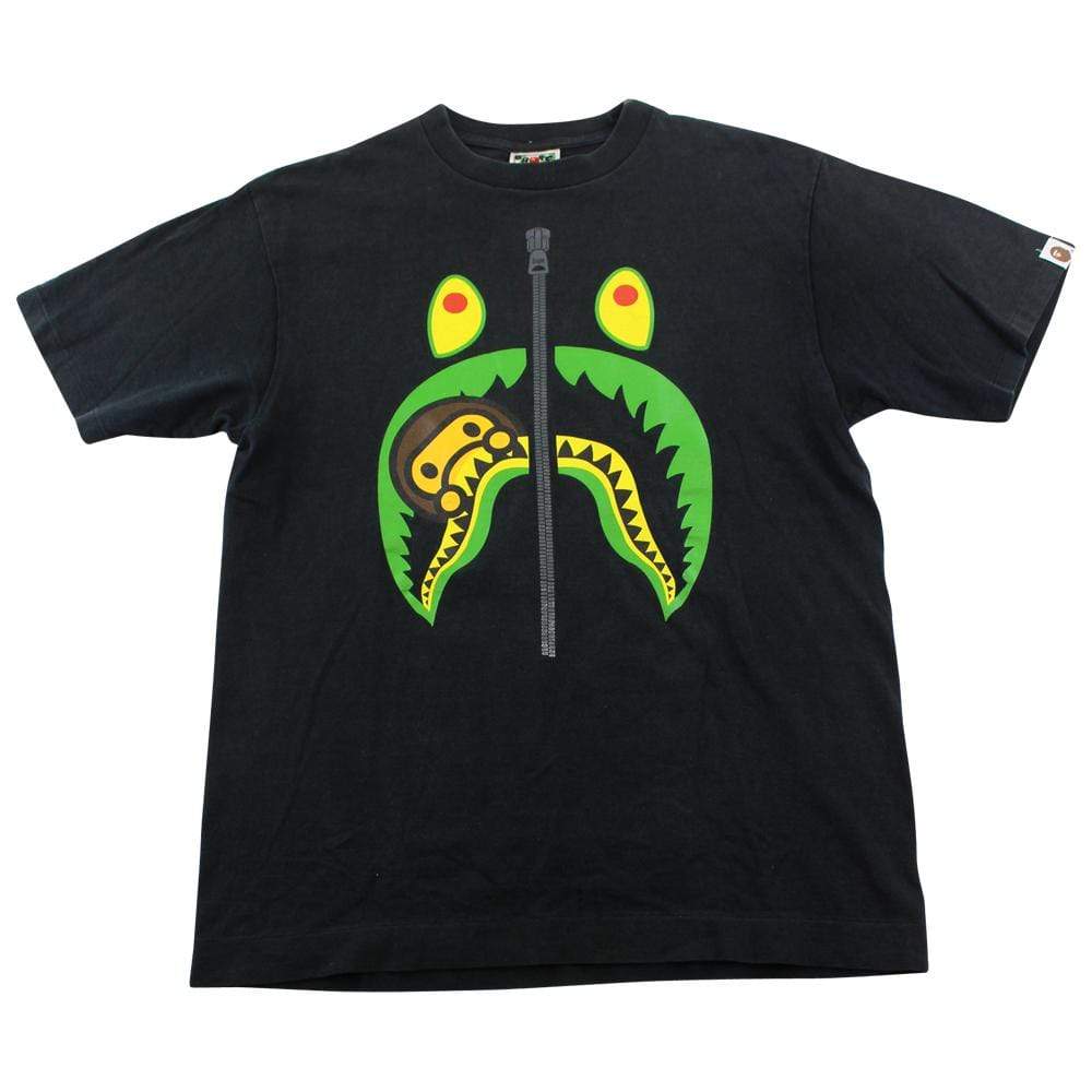 Bape Green Shark Face Tee Black - SaruGeneral