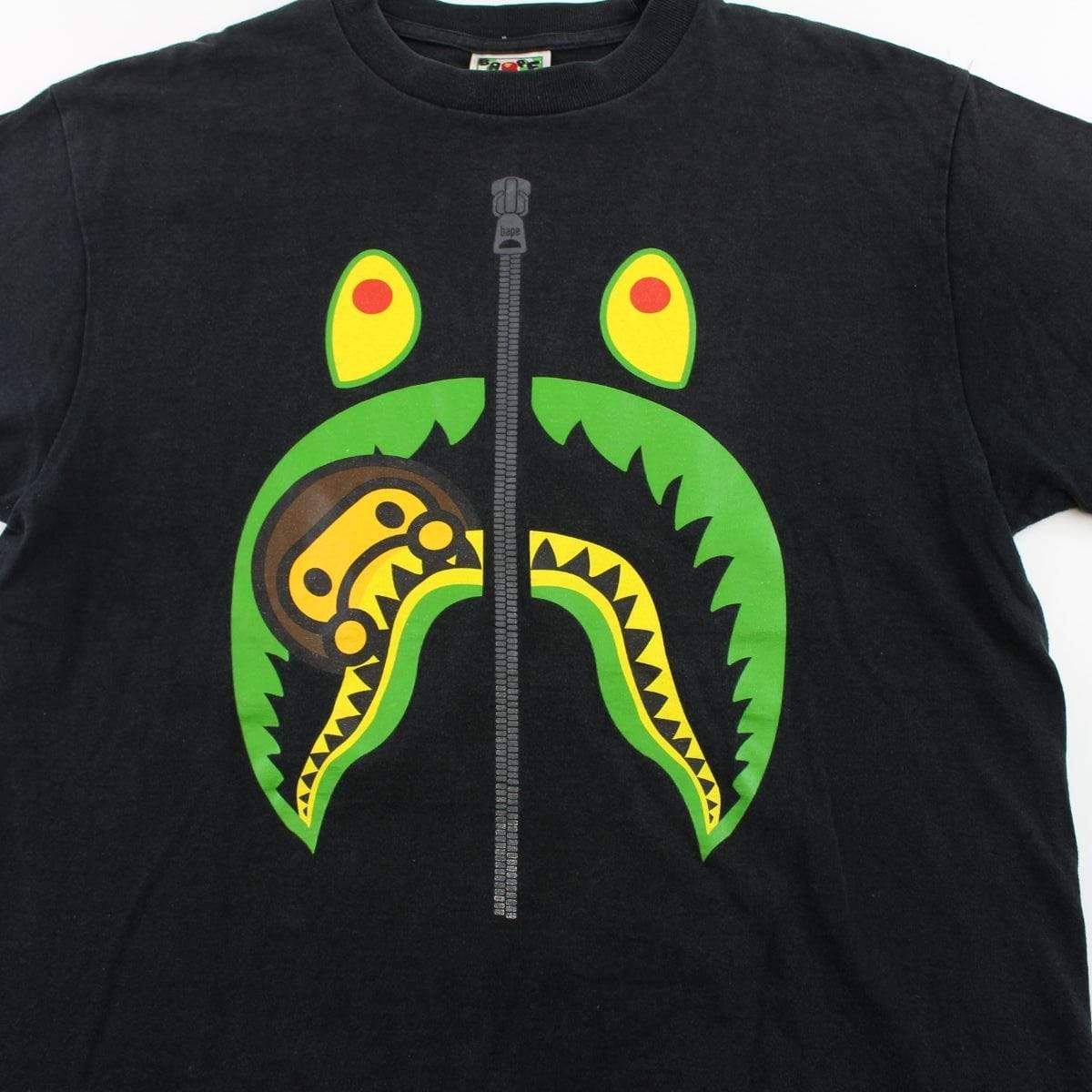 Bape Green Shark Face Tee Black - SaruGeneral