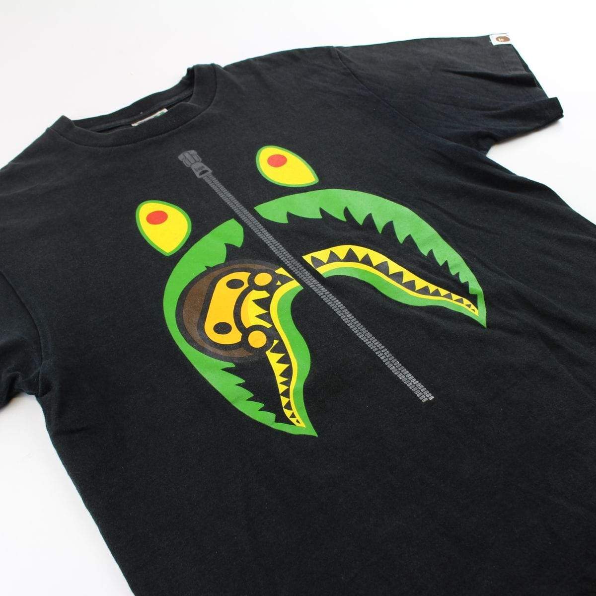 Bape Green Shark Face Tee Black - SaruGeneral