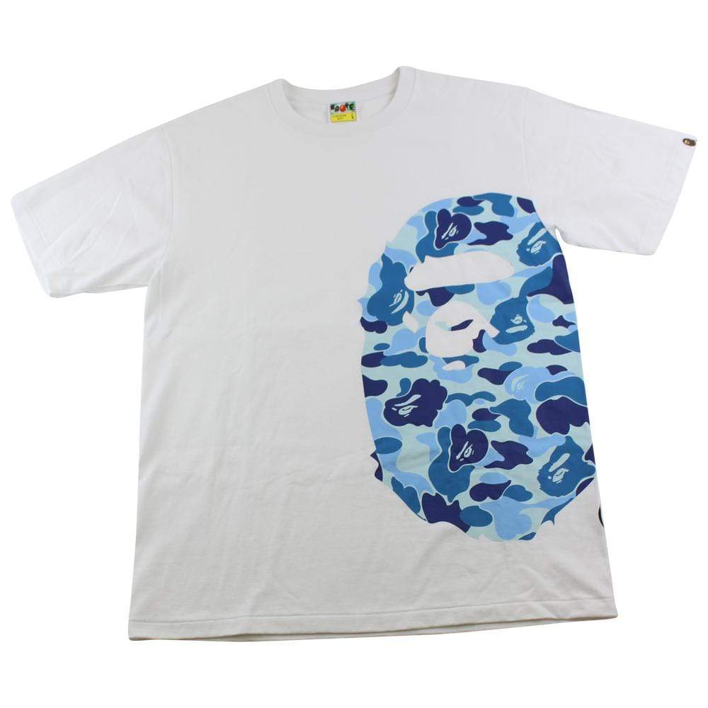 Bape abc Blue Camo Side Big Ape Logo Tee White - SaruGeneral