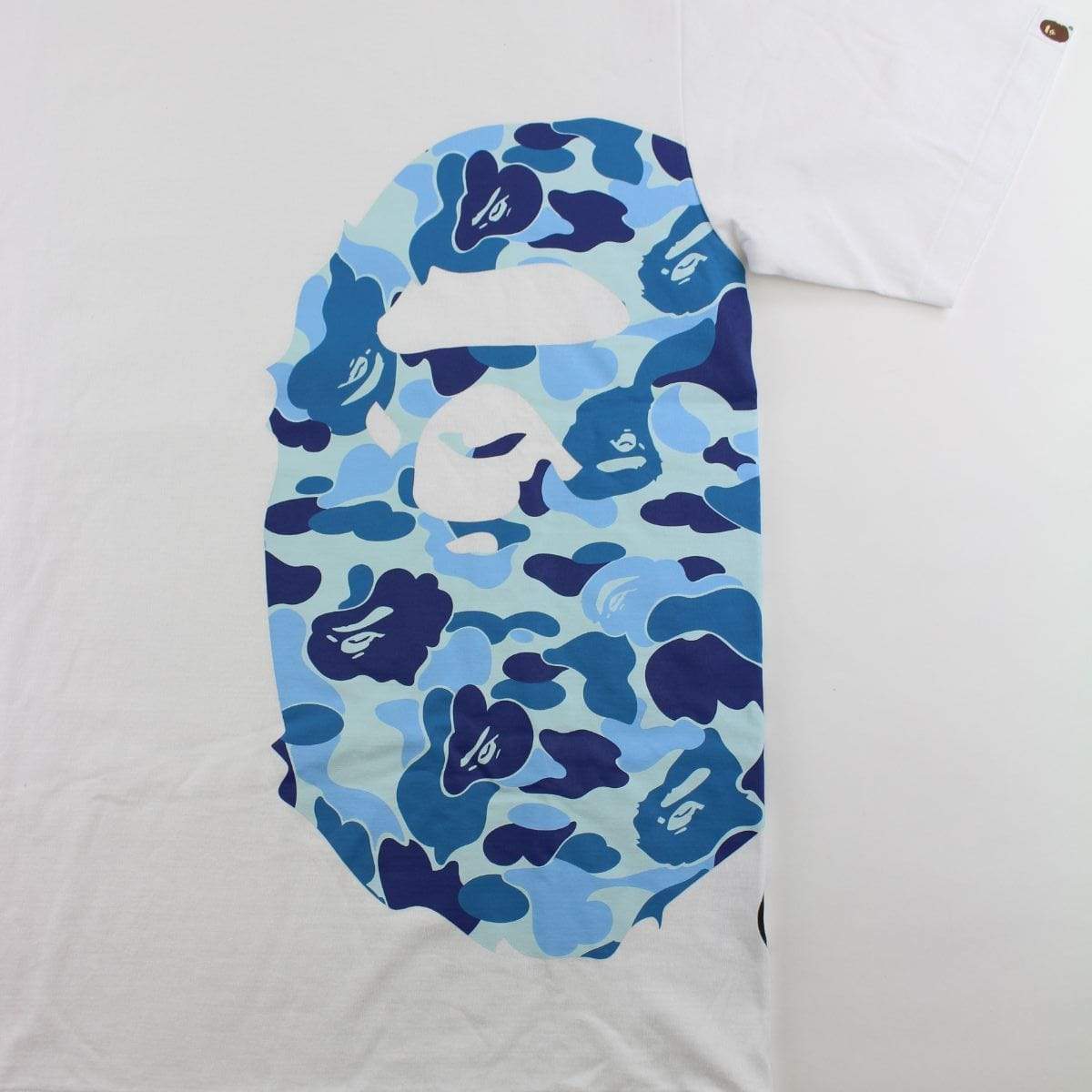 Bape abc Blue Camo Side Big Ape Logo Tee White - SaruGeneral