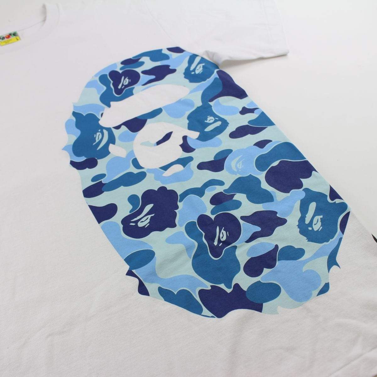 Bape abc Blue Camo Side Big Ape Logo Tee White - SaruGeneral