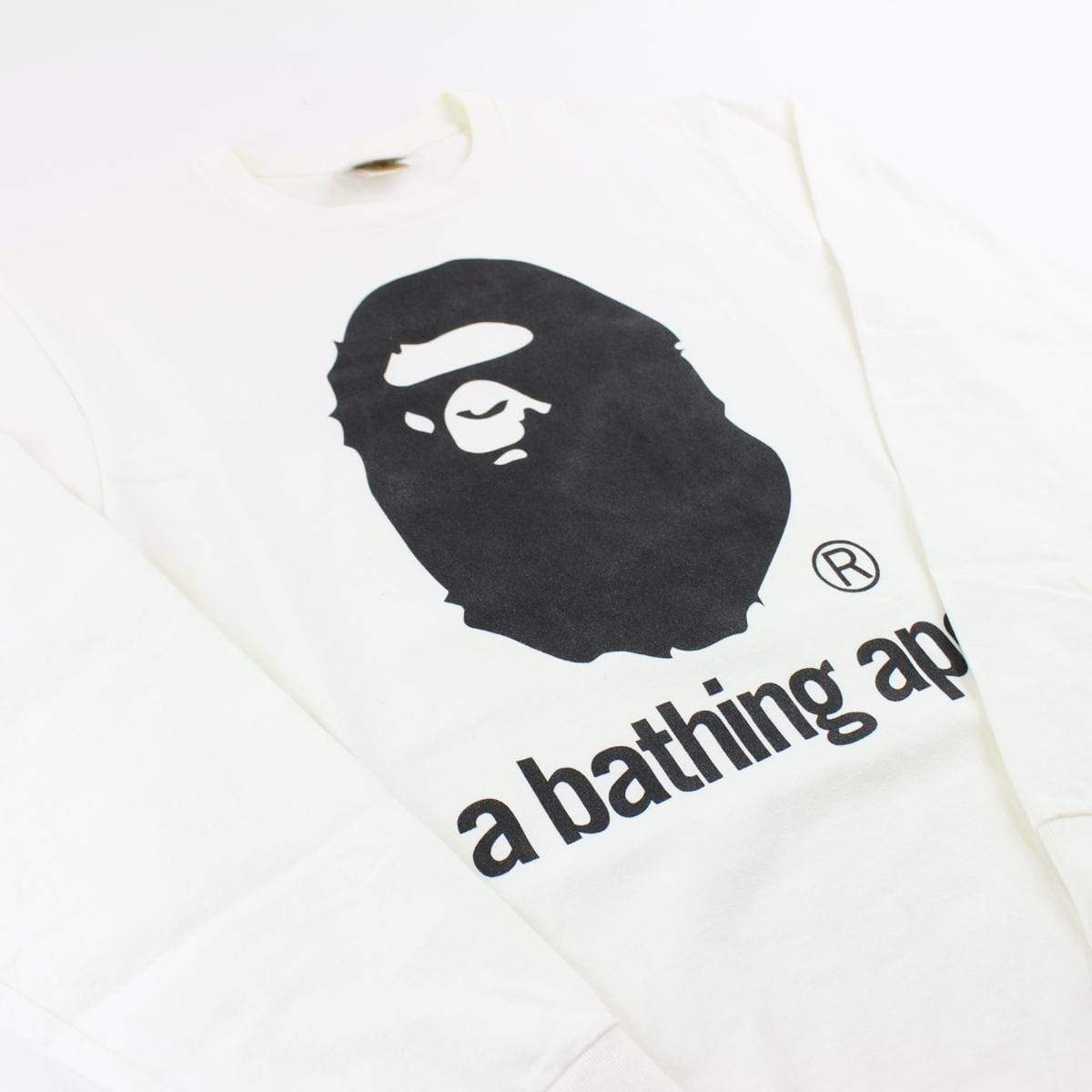 Bape Black Big Ape Logo Text LS White - SaruGeneral